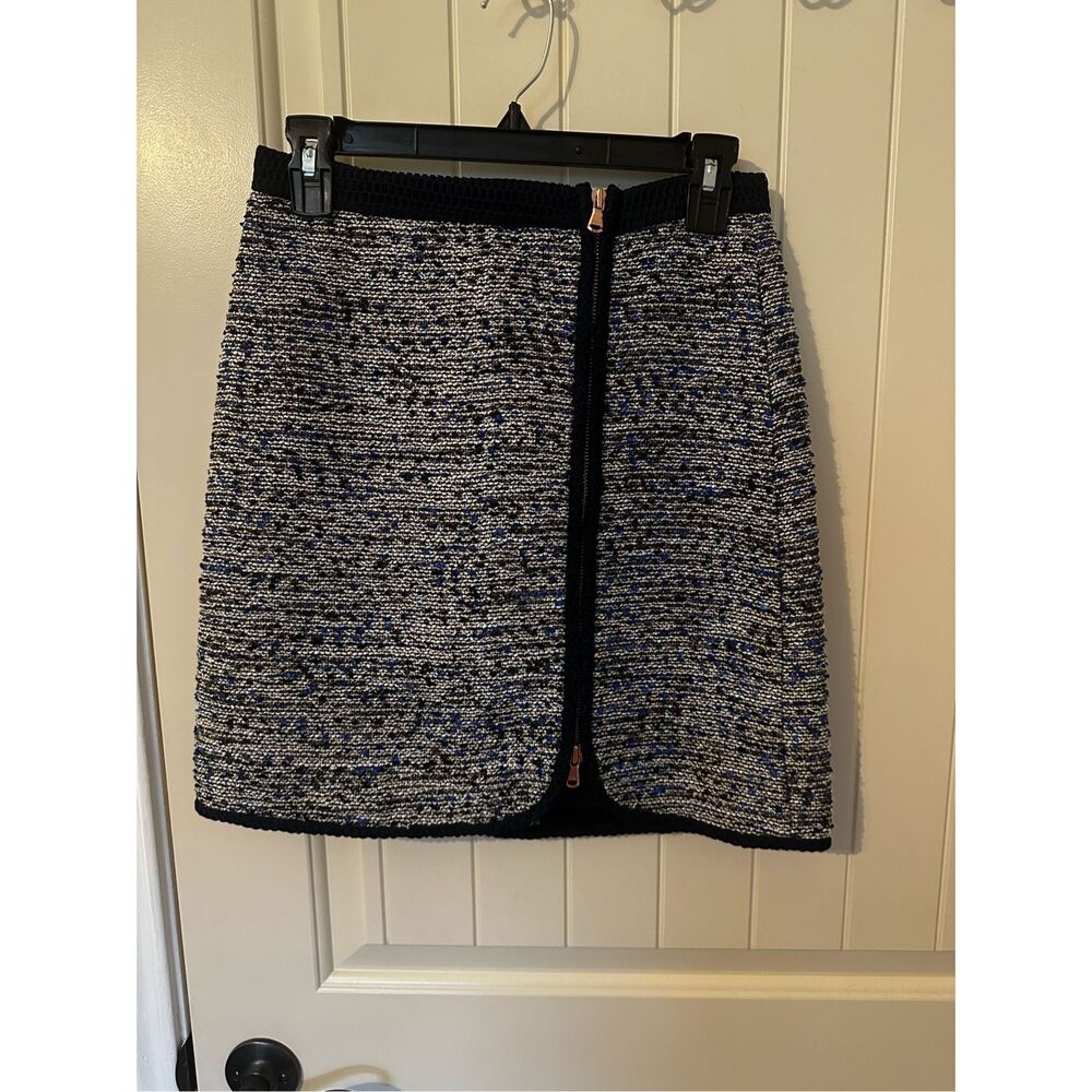 J.Crew Metallic Tweed Zip Lined Office Business Mini Skirt Sz 0 C9135